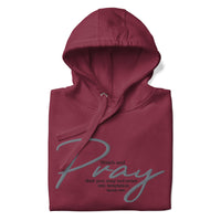 Maroon Pray Hoodie Close Up