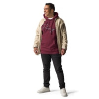 Man Wearing A Red Pray Hoodie