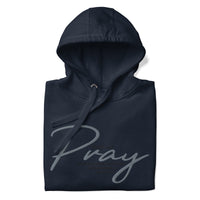 Navy Pray Hoodie Close Up