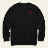Black SAINT MICHAEL SWEATSHIRT with a red logo on a beige background