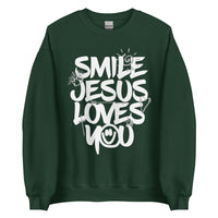 Smile Jesus Loves You Sweatshirt In Forest Green