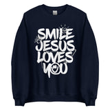 Smile Jesus Loves You Sweatshirt In Navy