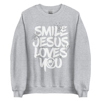 Smile Jesus Loves You Sweatshirt In Sport Grey