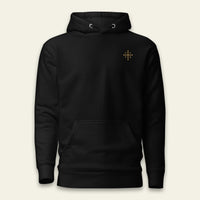 Black hoodie with ST. BENEDICT CROSS on the chest