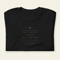 Folded black t-shirt WITH ST. POPE JOHN PAUL II quote