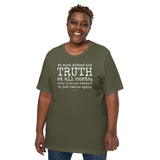 Woman Wearing Military Green St. Pope John Paul II T-shirt 