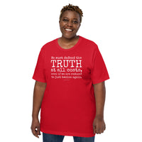 Woman Wearing A Red St. Pope John Paul II T-shirt 