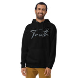 Man Wearing A Black Truth Hoodie