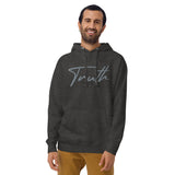 Man Wearing A Grey Truth Hoodie