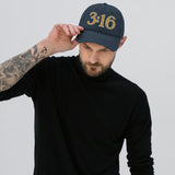 Man Wearing a Navy John 3:16 Hat