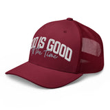 God Is Good All The Time Trucker Hat In Red
