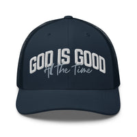 Navy God Is Good All The Time Trucker Hat