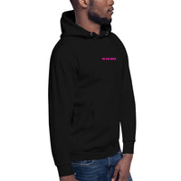 Man Wearing A Black Faith Can Move Mountains Hoodie, Front View