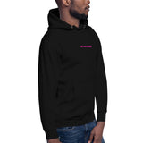 Man Wearing A Black Faith Can Move Mountains Hoodie, Front View