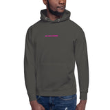 Man Wearing A Faith Can Move Mountains Hoodie In Vintage Black, Front View