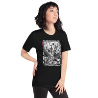Woman Wearing A Black He Has Risen T-shirt 