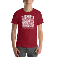 Man Wearing A Cardinal Fear No Evil T-shirt