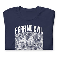 Close Up Of A Navy Fear No Evil T-shirt