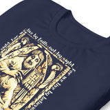 Close Up Of A Navy 2 Corinthians 5:7 T-shirt