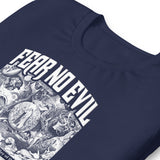 Close Up Details Of A Fear No Evil T-shirt In Navy